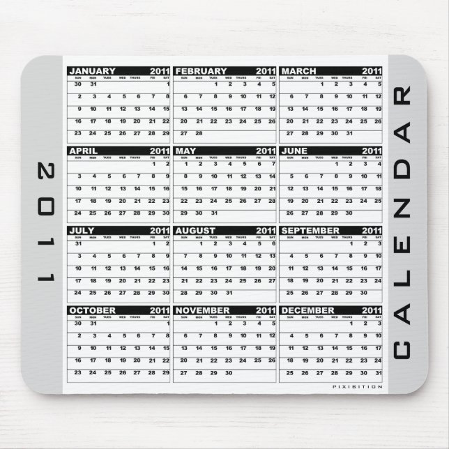 Calendar 2011 Mousepad Black White (Front)