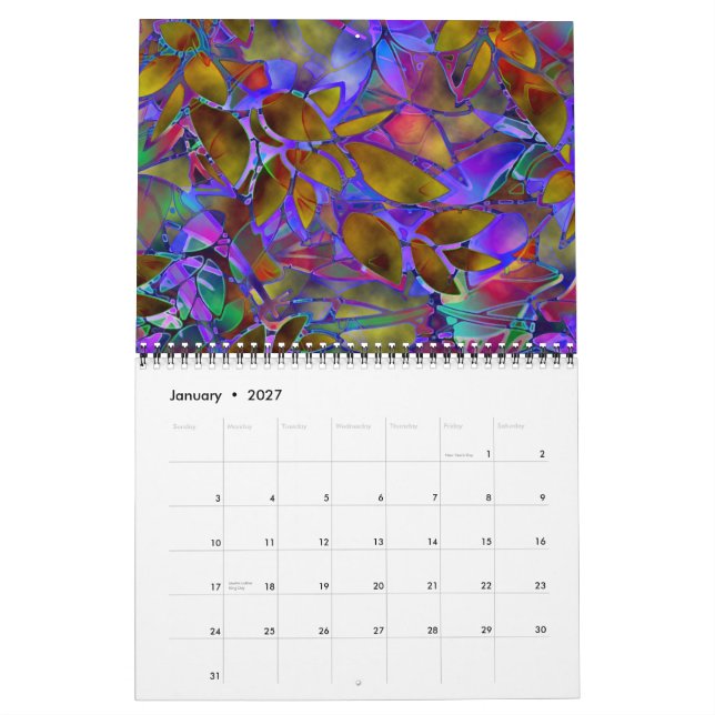Calendar 2014 Floral Abstract Stained Glass (Jan 2027)