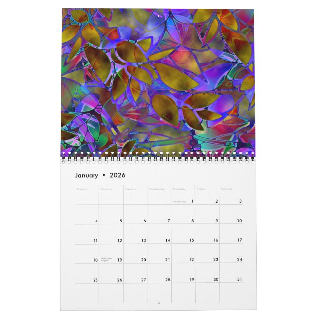 Calendar 2014 Floral Abstract Stained Glass (Jan 2026)