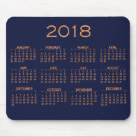 Calendar 2018 Metallic Blue Navy Copper Rose Gold