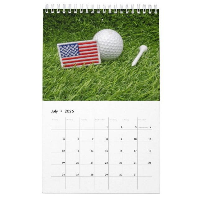 Calendar 2020  for golfer with golf ball on green (Jul 2026)
