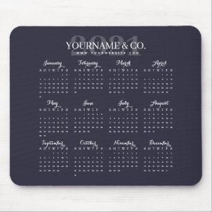 Calendar 2021 Business Name Navy Gray Mouse Pad