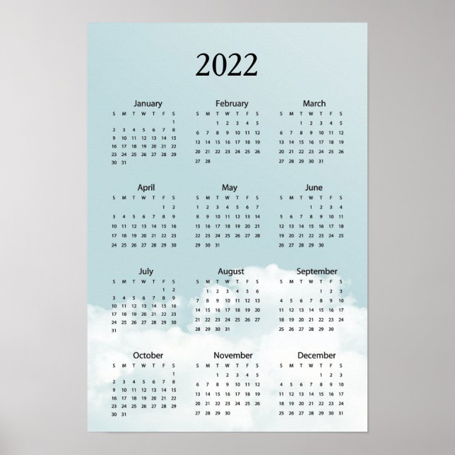 Calendar 2022 Heaven Clouds  Poster (Front)