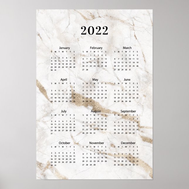  Calendar 2022 Marble Poster (Front)