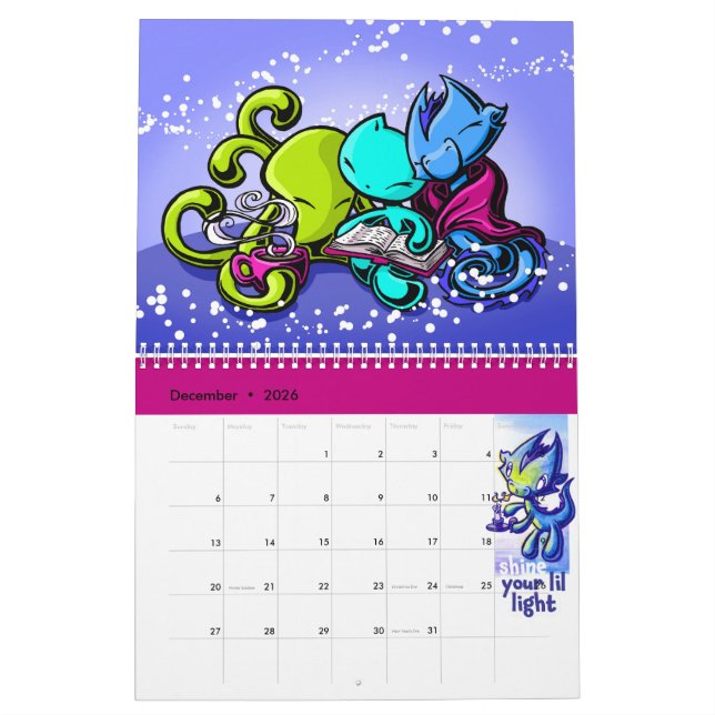 Calendar 2023: Motivational, Cat, Dragon, Octopus (Dec 2026)