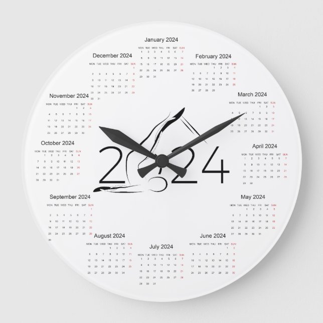 Calendar 2024 for Pilates instructor Large Clock (Front)