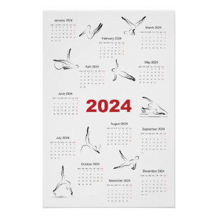 Calendar 2024 for Pilates instructor Poster