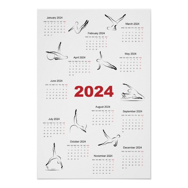 Calendar 2024 for Pilates instructor Poster (Front)