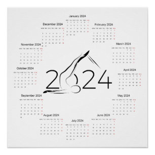 Calendar 2024 for Pilates instructor Poster