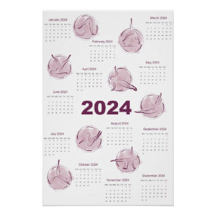 Calendar 2024 for Pilates instructor Poster