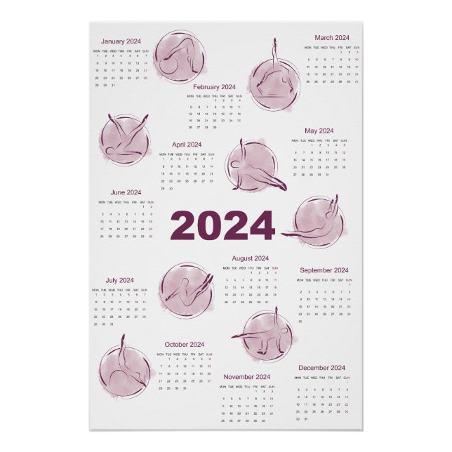 Calendar 2024 for Pilates instructor Poster (Front)