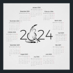 Calendar 2024 for Pilates instructor Poster<br><div class="desc">Calendar for 2024 year for Pilates instructor with pilates mermaid pose.</div>