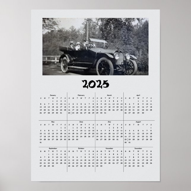Calendar - 2025 Antique Automobile Poster (Front)