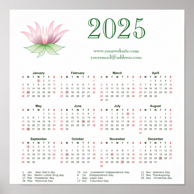 Calendar 2025 for business poster (Front)