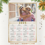 Calendar 2025 in Spanish with Photo Magnetic<br><div class="desc">This magnetic personalised 2025 calendar in Spanish with a photo is a template to add your own photo with ease. It's a Monday to Sunday calendar with weekend days in red and months in script font. Yearly 2025 calendar magnetic card is a practical gift idea for family, couples, grandparents, friends,...</div>