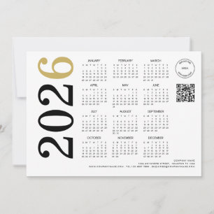 Calendar 2026 Company Logo QR Code Happy New Year Holiday Card