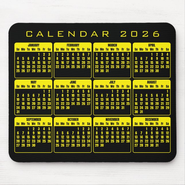 Calendar 2026 mouse pad (Front)