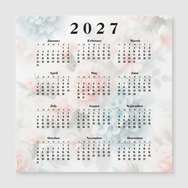  Calendar 2027 Flowers (Front)