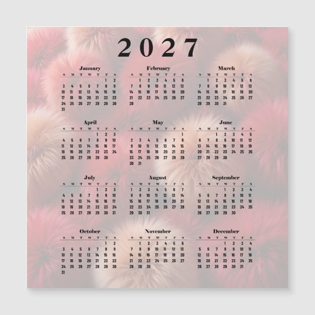  Calendar 2027 Fluffy Balls (Front)