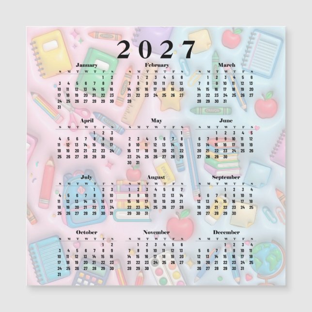 Calendar 2027 school (Front)