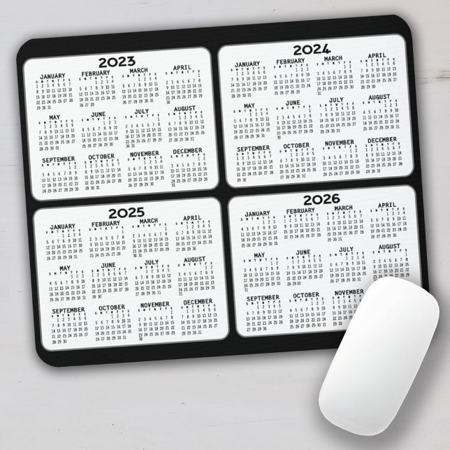 Calendar 4 year black white mouse pad (Creator Uploaded)