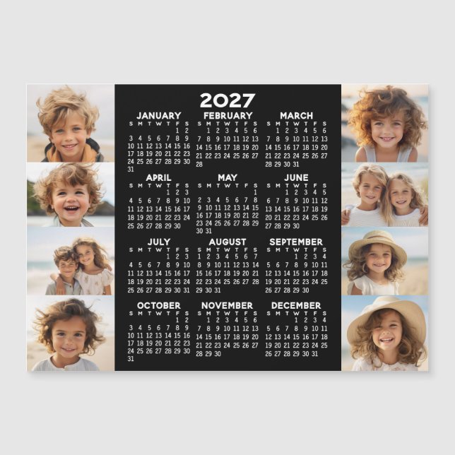Calendar - 8 Photos - Basic Black White Magnet (Front)