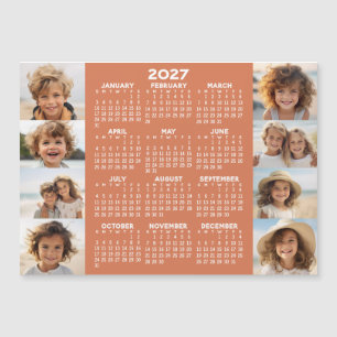 Calendar - 8 Photos Basic Terra Cotta White Magnet