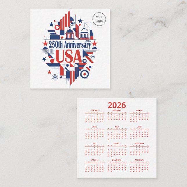 Calendar America’s 250th anniversary Square Business Card (Front/Back)