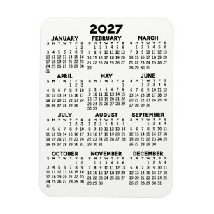 Calendar - Basic Minimal Black and White Magnet