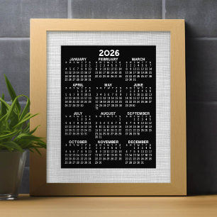 Calendar - full year view vertical - Black Photo Print