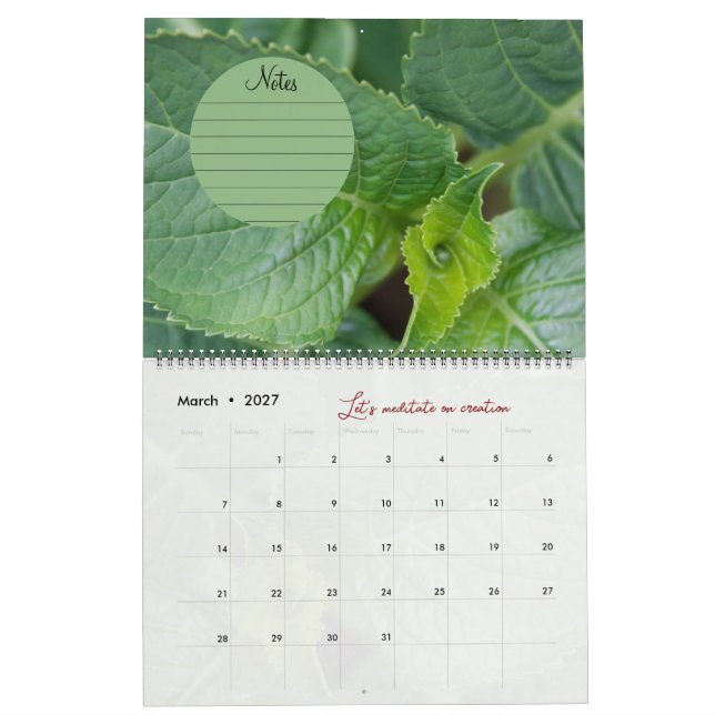 Calendar God meditation pictures garden: notes (Mar 2027)
