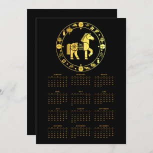 Calendar Gold Chinese new year 2026 Holiday Card