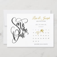 Calendar Gold Cupid Love Heart Save the Date