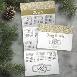 Calendar - Gold White Business Logo Hanging Tri-Fold Holiday Card<br><div class="desc">A modern look for a corporate holiday card. A calendar is included with the New Year with a greeting that can be used for any business. Add your logo and simple text to this unique design with a modern geometric pattern. If you need to move anything around, click on the...</div>