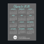 Calendar Grey Aqua Business Logo - Holiday Postcard<br><div class="desc">A standard item for the New Year with a greeting that can be used for any corporation. Add your logo and simple text to this unique design. Sending a business holiday card that includes a calendar is a thoughtful and practical way to strengthen client relationships and keep your brand top-of-mind...</div>