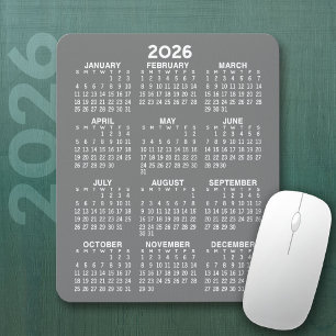 Calendar - grey background - Vertical Mouse Pad