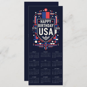 Calendar Happy Birthday USA 250 Holiday Card