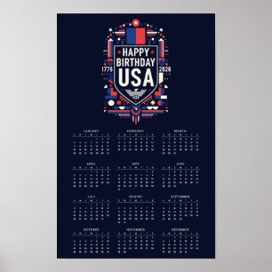 Calendar Happy Birthday USA 250 Poster