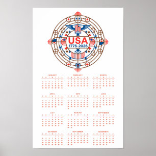 Calendar Happy Birthday USA 250 Poster