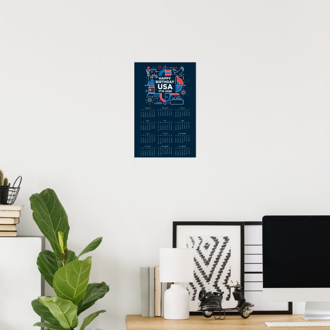 Calendar Happy Birthday USA 250 Poster (Home Office)