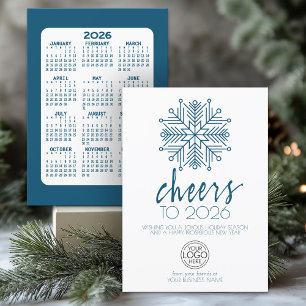 Calendar - Happy New Year Blue Snowflake Business Holiday Card