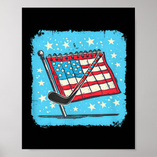 Calendar Hockey Stick Design 4th Of July Hockey Poster