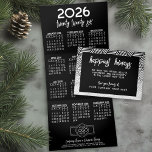 Calendar, Logo - Black White Modern Business Tri-Fold Holiday Card<br><div class="desc">A modern, upscale design for a corporate holiday card. A calendar is included with the New Year with a greeting that can be used for any business. Add your logo and simple text to this unique design with a black and white stripe pattern with a geometric pattern. Send your clients...</div>
