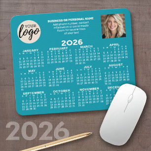 Calendar - logo, photo, business contact - blue mouse pad
