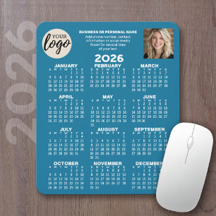Calendar - logo, photo, business contact - blue mouse pad