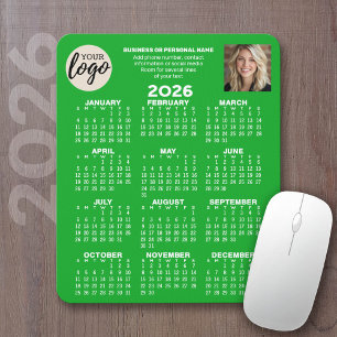 Calendar - logo, photo, business contact - green mouse pad