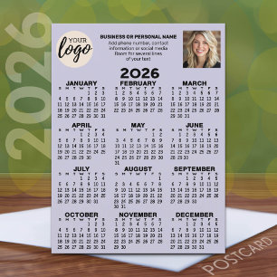 Calendar - logo, photo, business contact - pastel postcard