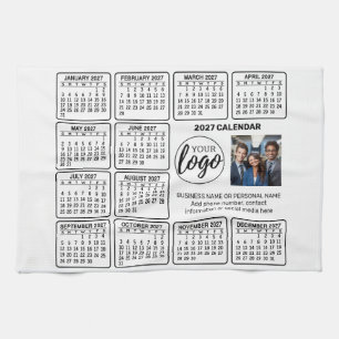 Calendar - logo, photo business tea towel