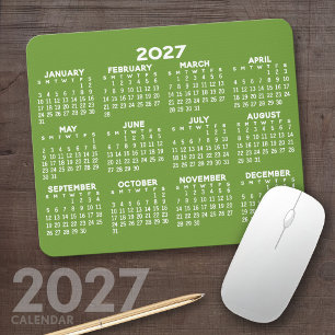 Calendar - modern green and white simple mouse pad