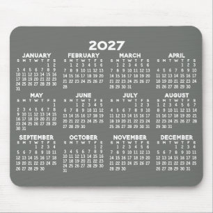 Calendar - modern grey and white simple mouse pad